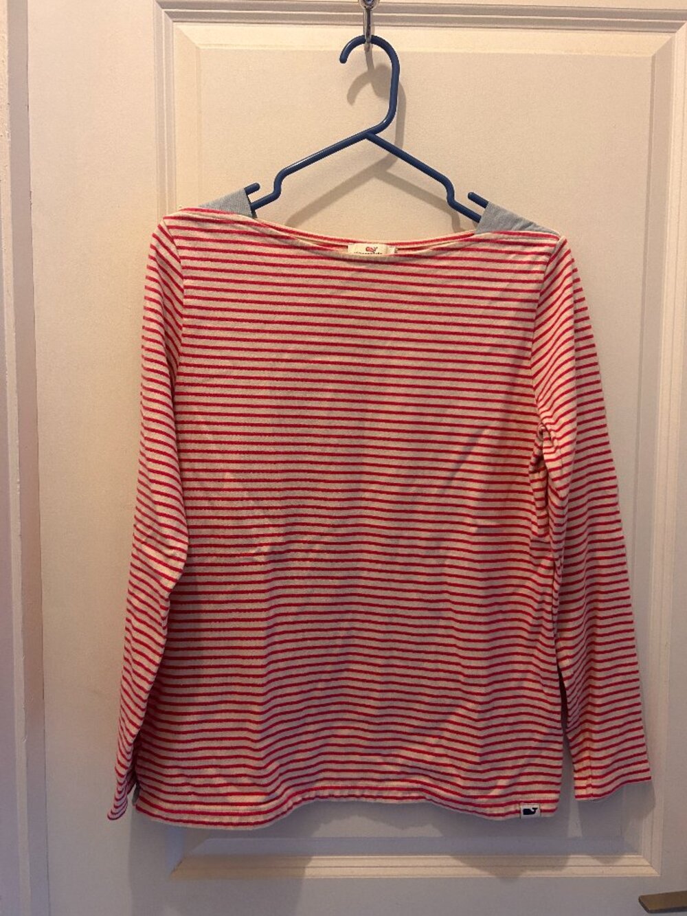 Vineyard Vines Women’s Long Sleeve Shirt — Medium | Cream & Pink Striped | 100%